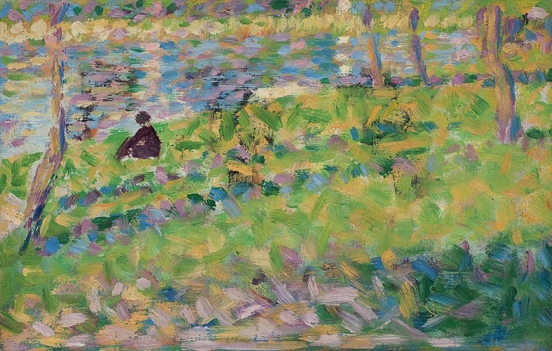 Georges Seurat, Paysage, homme assis, c. 1884-85