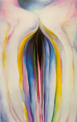 Georgia O Keeffe Gray Line With Black Blue And Yellow reproduction peinte à la main