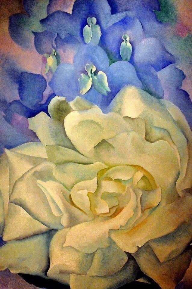 Georgia O Keeffe White Rose With Larkspur No. 2 1927