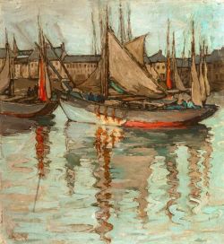 Georgina Moutray Kyle Harbour Scene reproduction peinte à la main