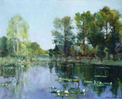 Georgy Alexandrovich Lapchine Water Lilies reproduction peinte à la main