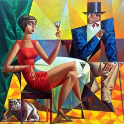 Peinture sur toile de Georgy Kurasov Business Brunch reproduction peinte à la main