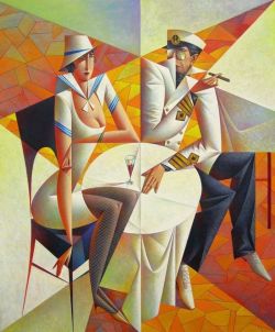 Peinture sur toile de Georgy Kurasov Girl And Captain reproduction peinte à la main