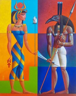 Peinture sur toile de Georgy Kurasov Isis And Seth reproduction peinte à la main
