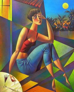 Peinture sur toile de Georgy Kurasov Moonlit Night reproduction peinte à la main