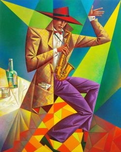 Peinture sur toile de Georgy Kurasov Musician reproduction peinte à la main