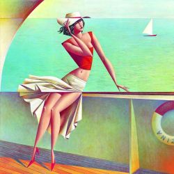Peinture sur toile de Georgy Kurasov Ocean-ship-girl reproduction peinte à la main