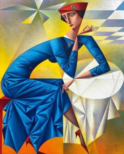 Peinture sur toile de Georgy Kurasov Stewardess reproduction peinte à la main
