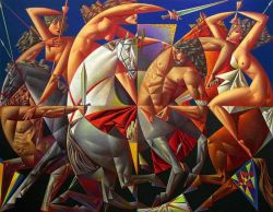 Peinture sur toile de Georgy Kurasov The Battle Of Amazon And Centaurs reproduction peinte à la main