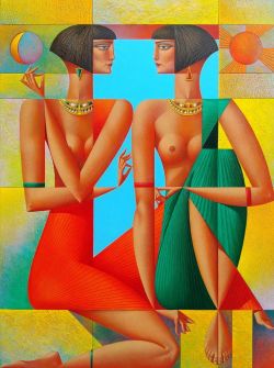 Peinture sur toile de Georgy Kurasov Twins reproduction peinte à la main