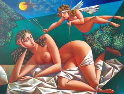 Peinture sur toile de Georgy Kurasov Venus And Amur reproduction peinte à la main