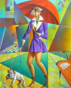 Peinture sur toile de Georgy Kurasov Walking The Dog 216 reproduction peinte à la main