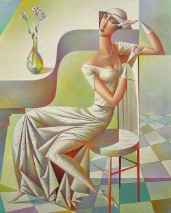 Peinture sur toile de Georgy Kurasov White Roses reproduction peinte à la main