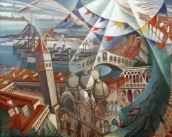 Gerardo Dottori Venezia Festa reproduction peinte à la main