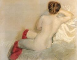Giuseppe De Nittis Desnudo Con Medias Rojas 1879 reproduction peinte à la main