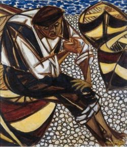 Giuseppe Migneco Pescatore Fisher 1958 reproduction peinte à la main