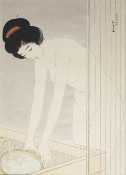 Goyō Hashiguchi, Woman Washing Her Face, 1920 reproduction peinte à la main