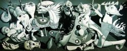 Peinture sur toile de Grade School Guernica By Ron English reproduction peinte à la main