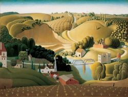 Grant Wood Stone City Iowa 1930 reproduction peinte à la main