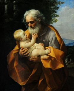 Guido Reni Joseph Holding Baby Jesus reproduction peinte à la main
