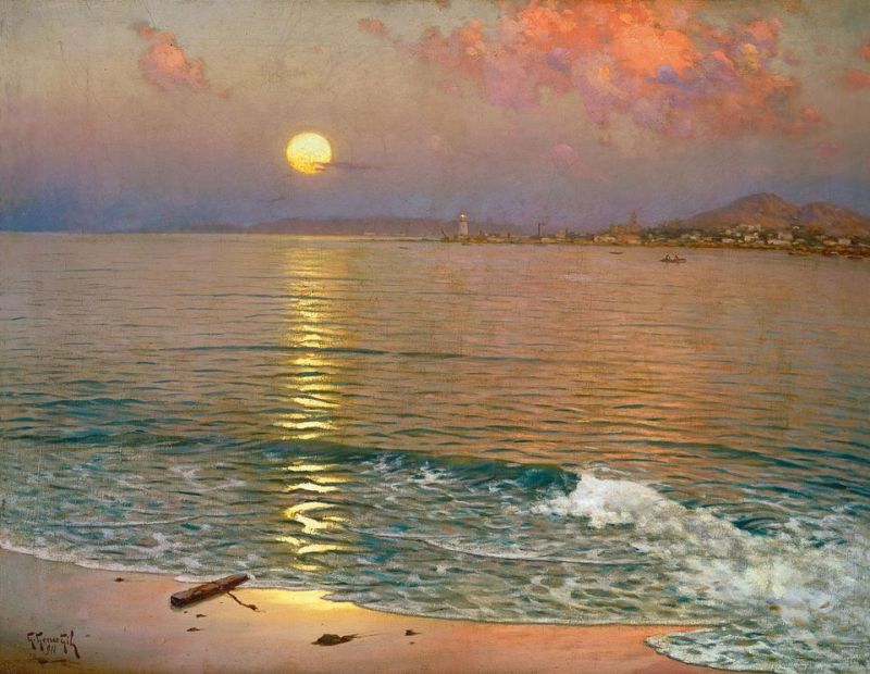 Guillermo Gomez Gil Dusk Over The Coast Of Malaga 1918