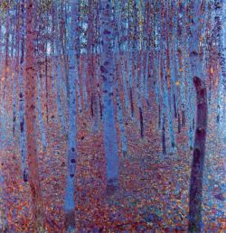 Peinture sur toile de Gustav Klimt Birch Forest Blue reproduction peinte à la main