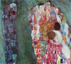 Peinture sur toile de Gustav Klimt Death And Life reproduction peinte à la main