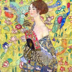 Peinture sur toile de Gustav Klimt Lady With Fan reproduction peinte à la main