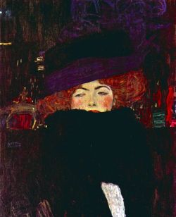 Peinture sur toile de Gustav Klimt Lady With Hat And Feather reproduction peinte à la main