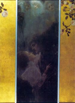 Peinture sur toile de Gustav Klimt Love - 1895 reproduction peinte à la main