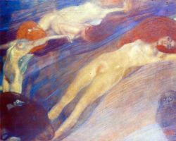 Peinture sur toile de Gustav Klimt Moving Water reproduction peinte à la main