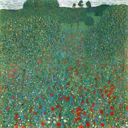 Peinture sur toile de Gustav Klimt Poppy Field reproduction peinte à la main