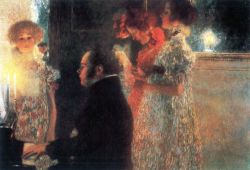 Peinture sur toile de Gustav Klimt Schubert At The Piano reproduction peinte à la main