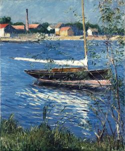 Peinture sur toile de Gustave Caillebotte Bateaux Au Mouillage Sur La Seine A Argenteuil reproduction peinte à la main