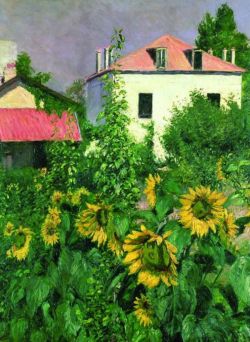 Peinture sur toile de Gustave Caillebotte Sunflowers In The Garden At Petit Gennevilliers - 1885 reproduction peinte à la main