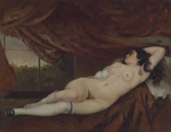 Gustave Courbet, Femme nue couchée reproduction peinte à la main