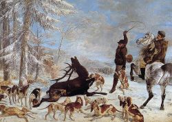 Gustave Courbet, L'Hallali du cerf reproduction peinte à la main