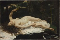 Gustave Courbet, La femme au perroquet reproduction peinte à la main