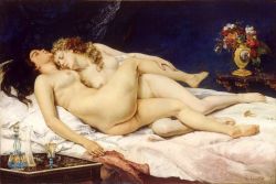 Gustave Courbet, Le sommeil (The sleepers) , 1866 reproduction peinte à la main