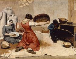 Peinture sur toile de Gustave Courbet, Les Cribleuses de blé reproduction peinte à la main
