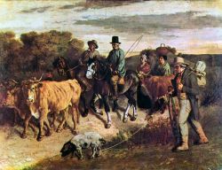 Peinture sur toile de Gustave Courbet, Les Paysans de Flagey reproduction peinte à la main