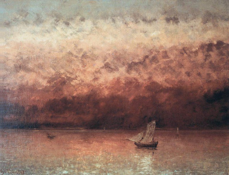 Gustave Courbet, Sunset on Lake Geneva, c. 1876