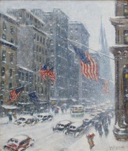 Guy Carleton Wiggins Down The Avenue - 1940 reproduction peinte à la main