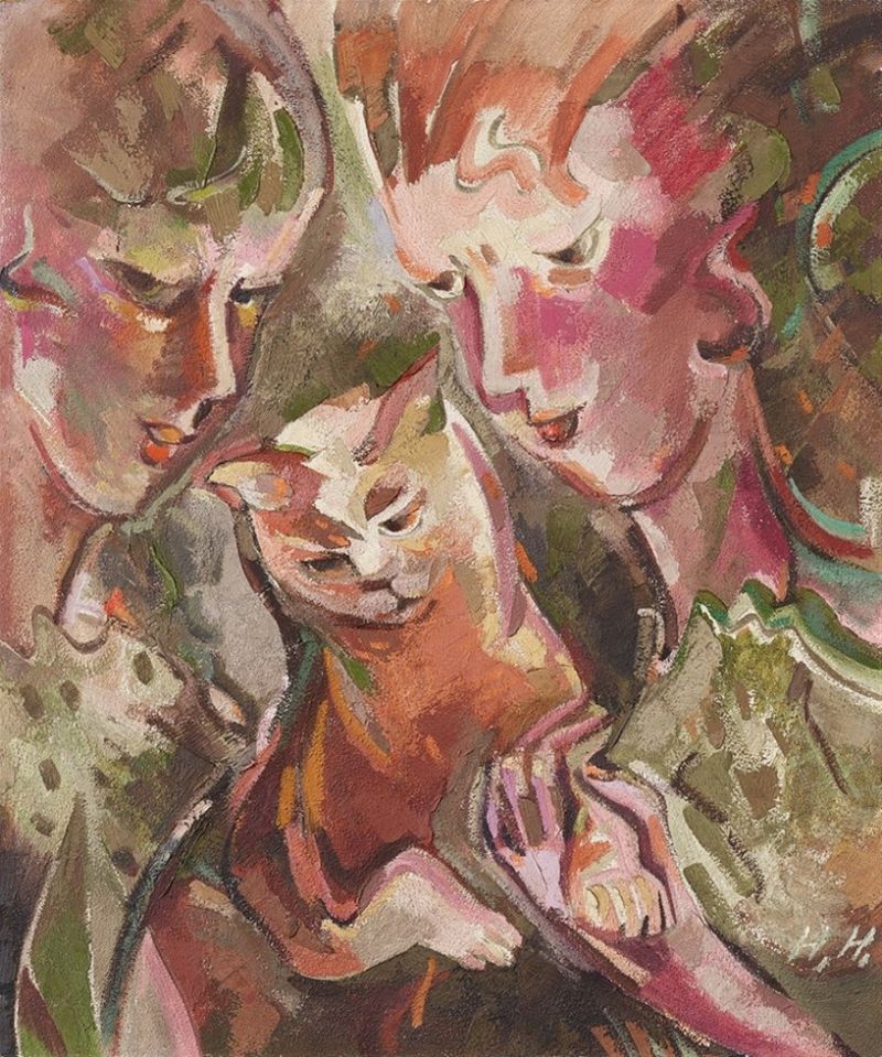 Hannah Höch, Zwei Mädchen mit Katze, c. 1930