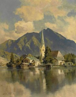 Hans Maurus Blick Auf Rottach-egern reproduction peinte à la main