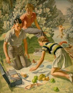 Harold Williamson Picnic - 1938 reproduction peinte à la main