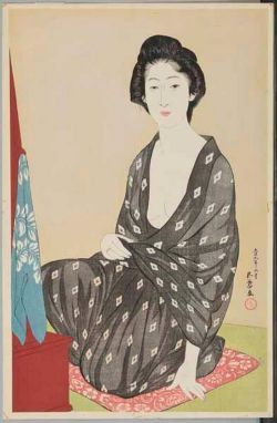 Peinture sur toile de Hashiguchi Goyo, Woman in a Summer Kimono, 1920 reproduction peinte à la main