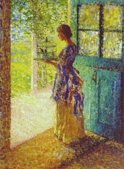Helen M. Turner, The Birdcage, 1918 reproduction peinte à la main