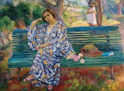 Henri Lebasque On The Green Bench 1911 reproduction peinte à la main