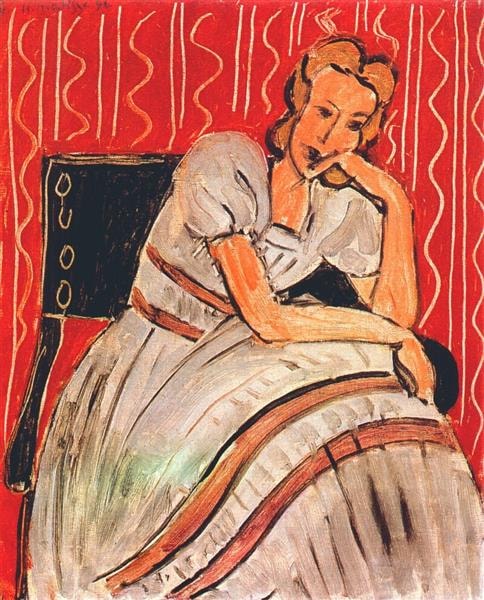 Henri Matisse Gray Dress With Violet Stripes 1942